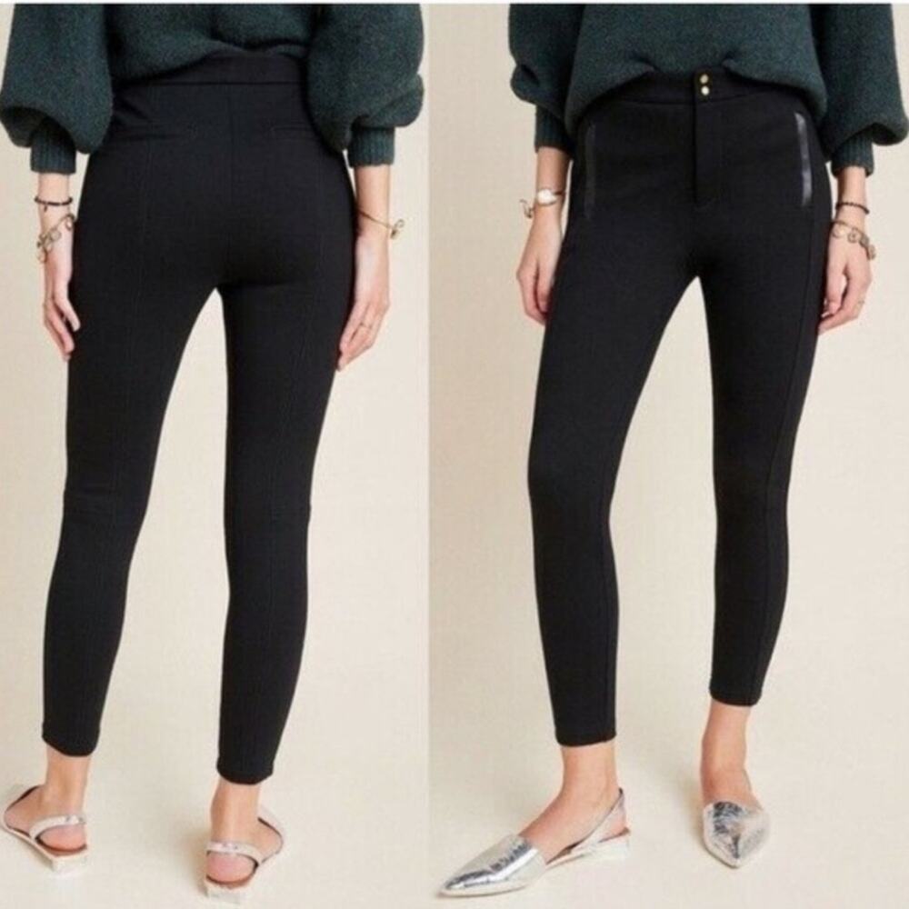 Anthropologie Black High-Rise Cropped Slim Pants